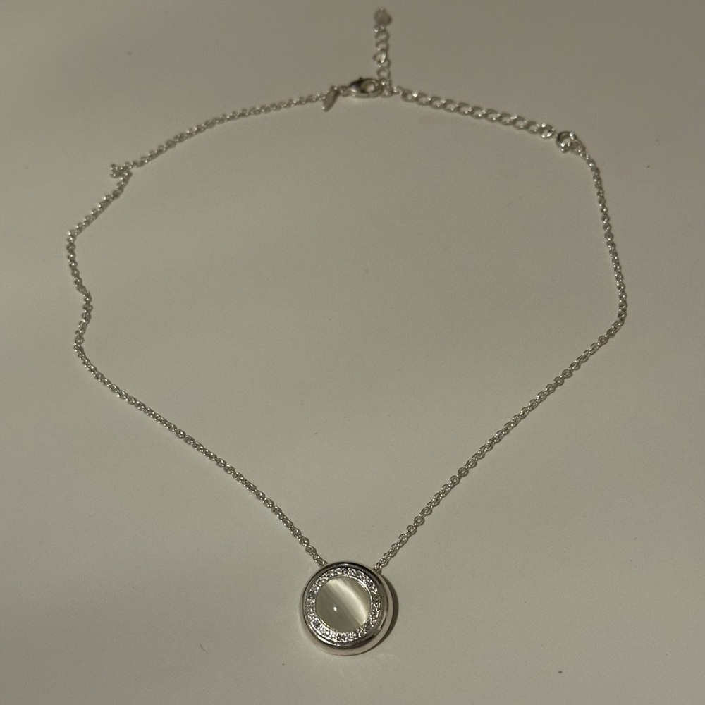 Silver Toned Marked NRT Avon Necklace with Round Pendant